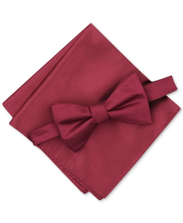 yz At@j Y lN^C ANZT[ Men's Solid Texture Pocket Square and Bowtie Burgundy