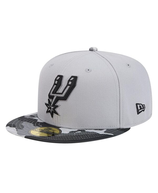 【送料無料】 ニューエラ メンズ 帽子 アクセサリー Men's Gray San Antonio Spurs Active Color Camo Visor 59fifty Fitted Hat Gray Camo
