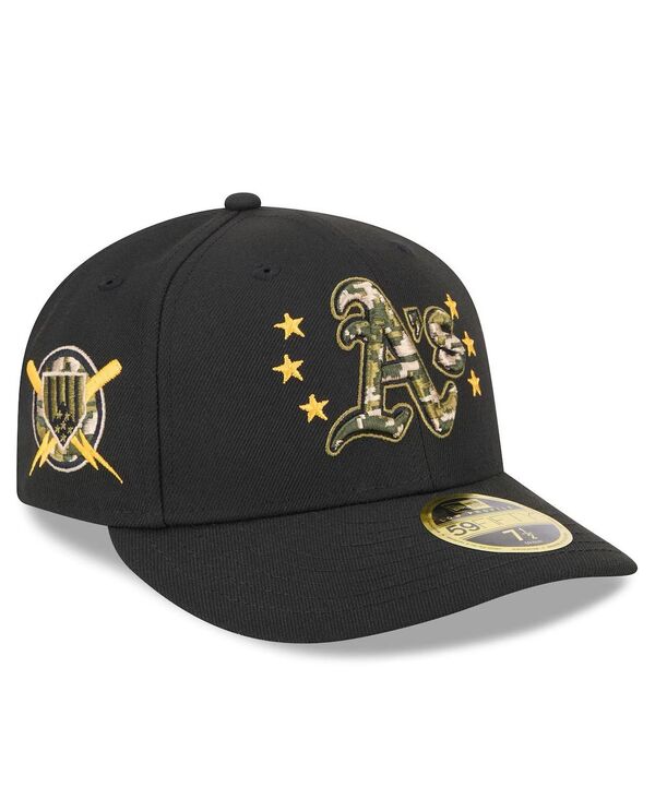 【送料無料】 ニューエラ メンズ 帽子 アクセサリー Men's Black Oakland Athletics 2024 Armed Forces Day Low Profile 59FIFTY Fitted Hat Black