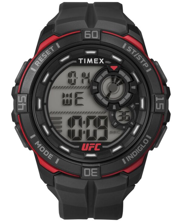  タイメックス メンズ 腕時計 アクセサリー Men's UFC Rush Digital Black Polyurethane Strap 52mm Round Watch Black