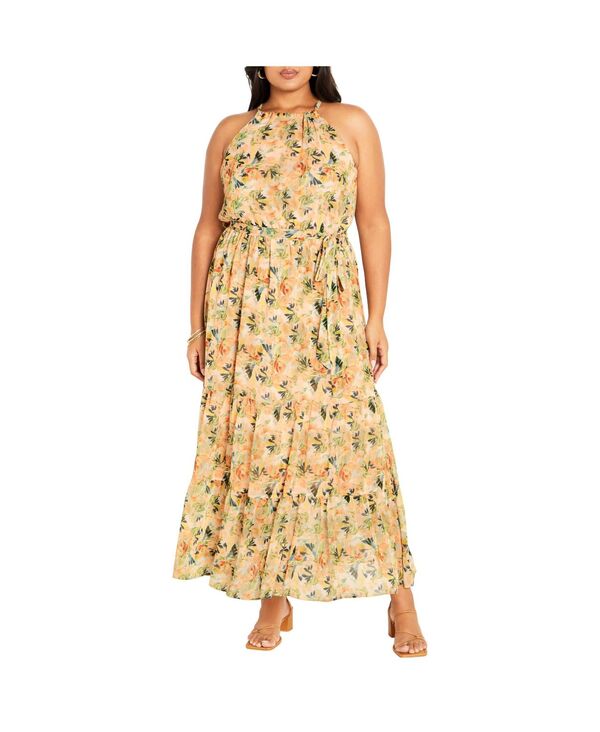 【送料無料】 シティーシック レディース ワンピース トップス Plus Size Callie Print Tier Maxi Dress Miami mini