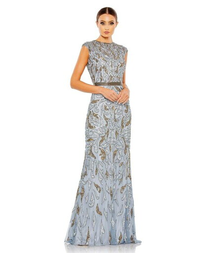【送料無料】 マックダガル レディース ワンピース トップス Women's Embellished Illusion Cap Sleeve Column Gown Platinum gold 【送料無料】 マックダガル レディース ワンピース トップス Women's Embellished Illusion Cap Sleeve Column Gown Platinum gold