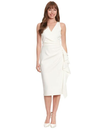 【送料無料】 アイビーアンドブルー レディース ワンピース トップス Women's Ruched Ruffled Sheath Dress Ivory 【送料無料】 アイビーアンドブルー レディース ワンピース トップス Women's Ruched Ruffled Sheath Dress Ivory