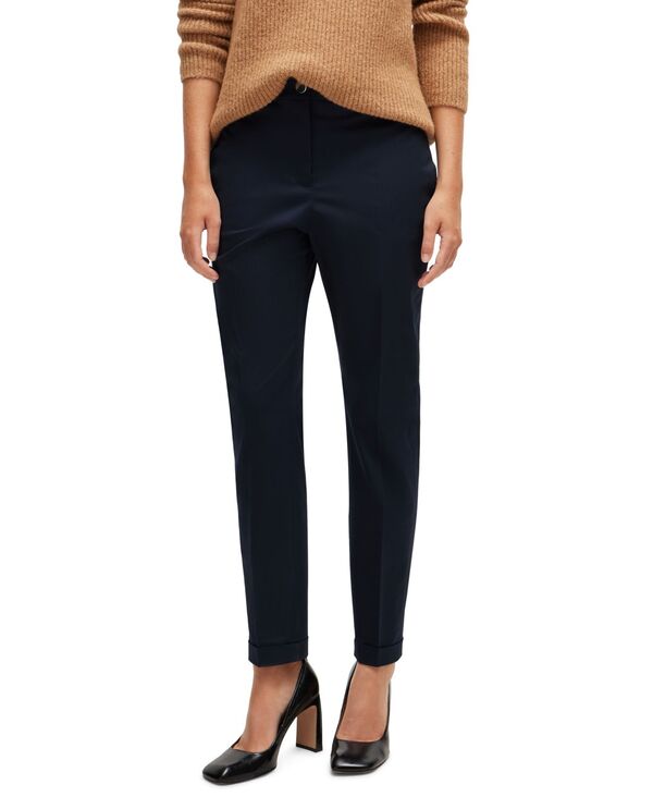 【送料無料】 ヒューゴボス レディース カジュアルパンツ ボトムス Women 039 s Stretch-Cotton Twill Regular-Fit Trousers Dark Blue