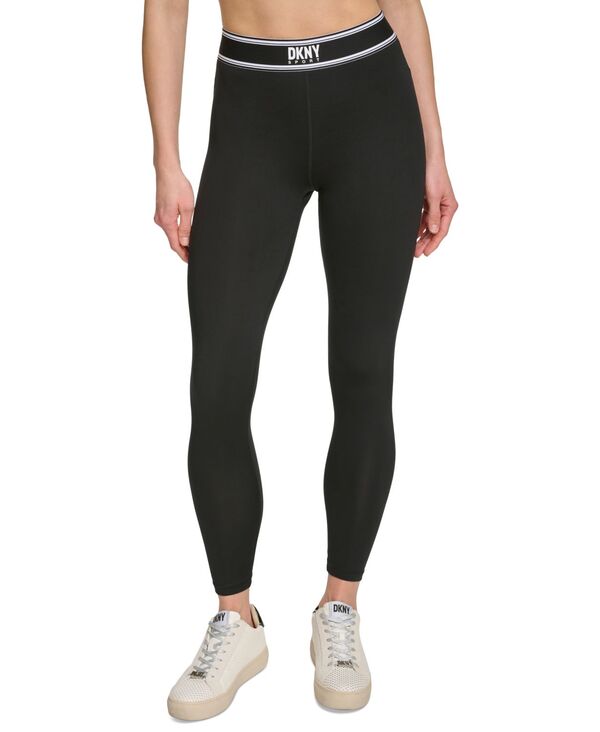 yz _i L j[[N fB[X MX {gX Women's Mid-Rise Full-Length Logo-Tape Leggings Black