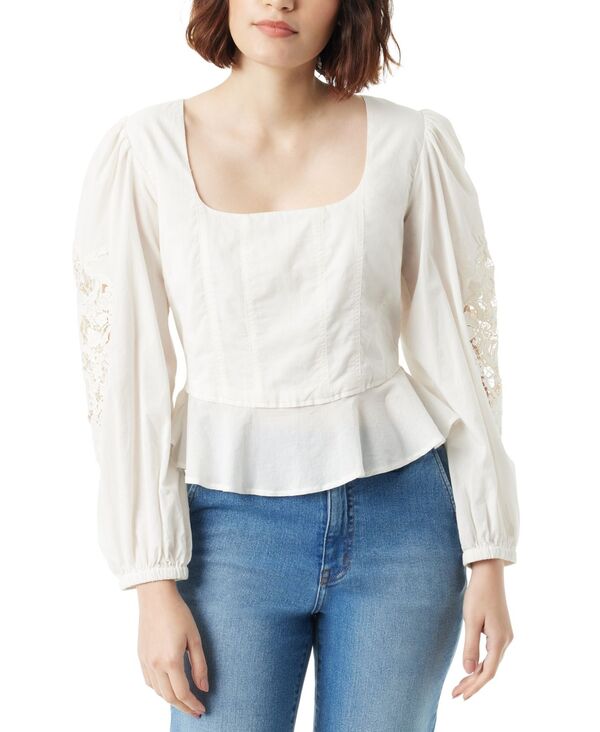  サムエデルマン レディース シャツ トップス Women's Lainey Cotton Lace-Appliqu&eacute; Peplum-Hem Top Arctic Wolf