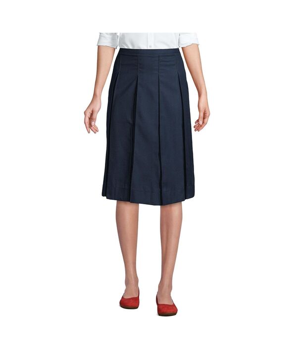 【送料無料】 ランズエンド レディース スカート ボトムス Women's School Uniform Box Pleat Skirt Below the Knee Classic navy