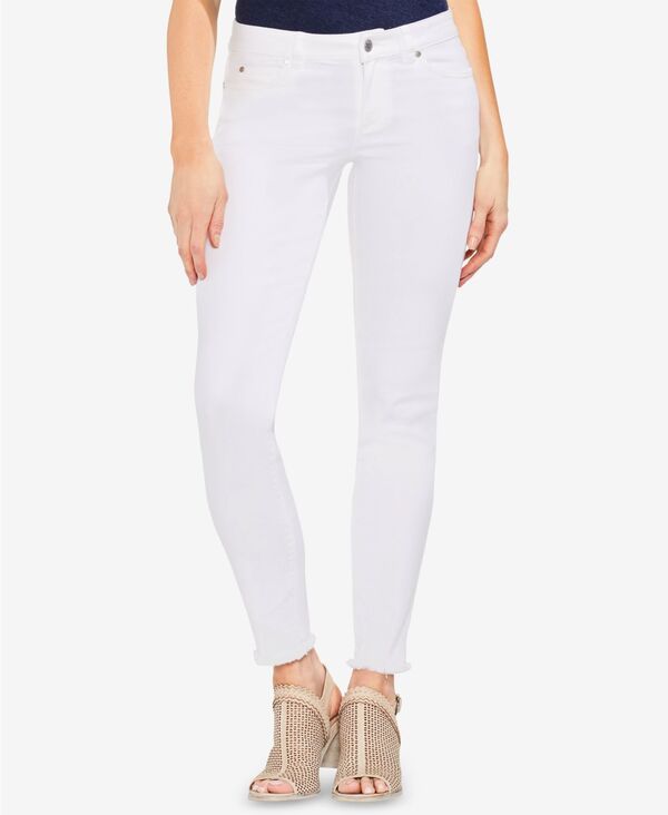 【送料無料】 ヴィンスカムート レディース デニムパンツ ジーンズ ボトムス Frayed-Hem Skinny Jeans Ultra White