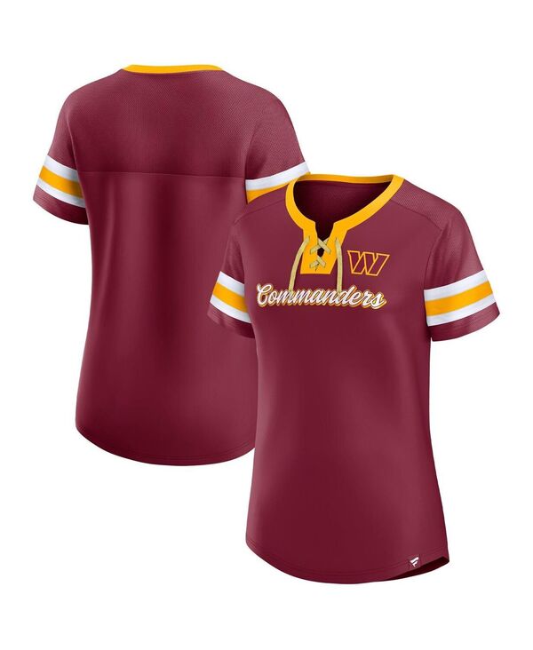 【送料無料】 ファナティクス レディース Tシャツ トップス Women 039 s Burgundy Washington Commanders Plus Size Original State Lace-Up T-shirt Burgundy