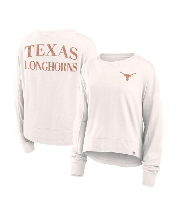 【送料無料】 ファナティクス レディース Tシャツ トップス Branded Women 039 s White Texas Longhorns Kickoff Full Back Long Sleeve T-Shirt Antiquewht