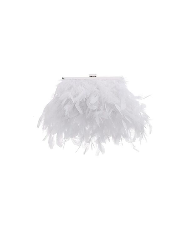 ニナ レディース バッグ クラッチバッグ Nina All Over Feather Frame Clutch White ホワイト