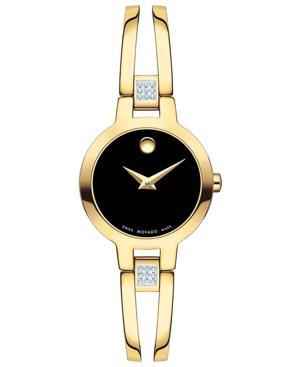 モバド 【送料無料】 モバド レディース 腕時計 アクセサリー Women's Swiss Amorosa Diamond-Accent Gold-Tone PVD Stainless Steel Bangle Bracelet Watch 24mm Gold/Black