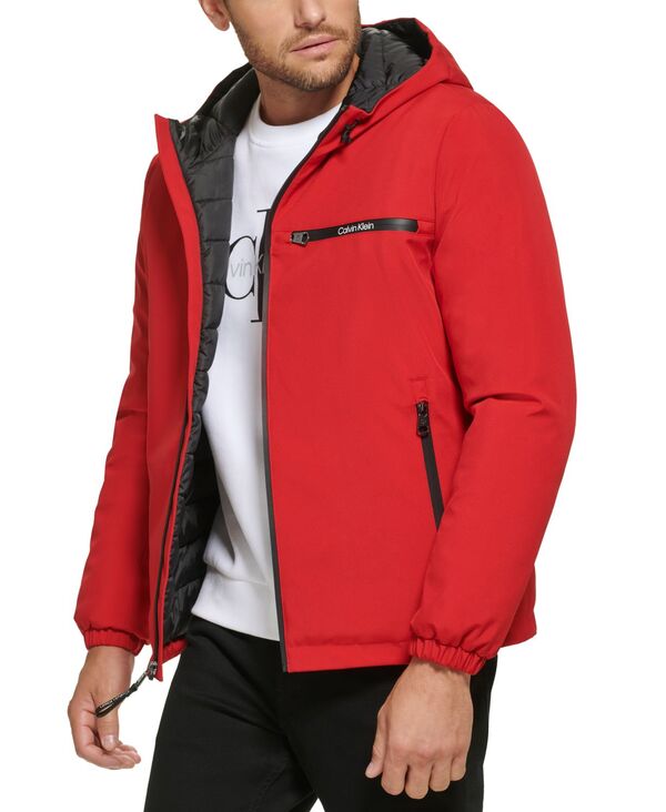 【送料無料】 カルバンクライン メンズ ジャケット・ブルゾン アウター Men's Infinite Stretch Water-Resistant Hooded Jacket True Red