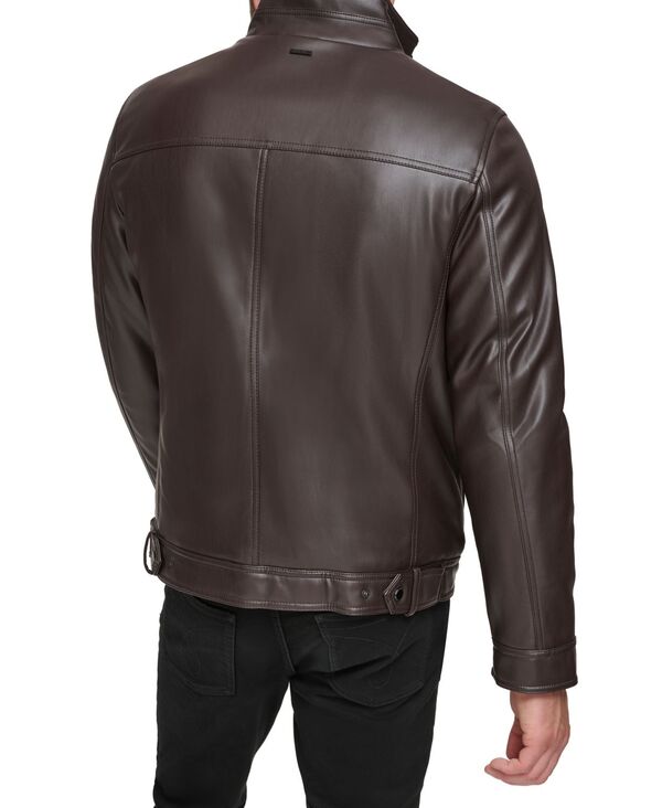 【送料無料】 カルバンクライン メンズ ジャケット・ブルゾン アウター Men's Faux Leather Moto Jacket Heritage Brown