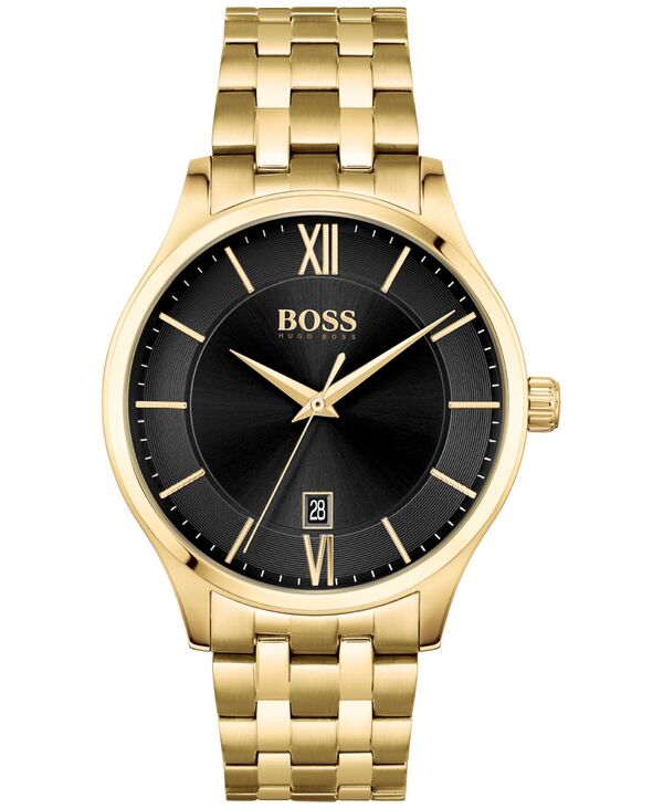 【送料無料】 ヒューゴボス メンズ 腕時計 アクセサリー BOSS Men s Elite Gold Ion Plated Steel Bracelet Watch 41mm Gold