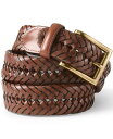 【送料無料】 ランズエンド メンズ ベルト アクセサリー Big & Tall Leather Braid Belt Light brown