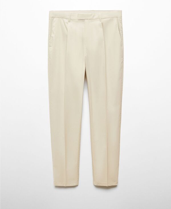 ̵ ޥ  奢ѥ ܥȥॹ Men's Slim-Fit Cotton Pleated Pants Beige