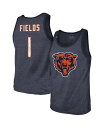 【送料無料】 マジェスティック メンズ タンクトップ トップス Men's Threads Justin Fields Heathered Navy Chicago Bears Player Name and Number Tri-Blend Tank Top Heathered Navy