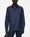 【送料無料】 マンゴ メンズ シャツ トップス Men's Regular-Fit Cotton Chambray Shirt Dark Blue