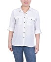 【送料無料】 ニューヨークコレクション レディース シャツ ブラウス トップス Petite Roll Tab Blouse Ivory(4)