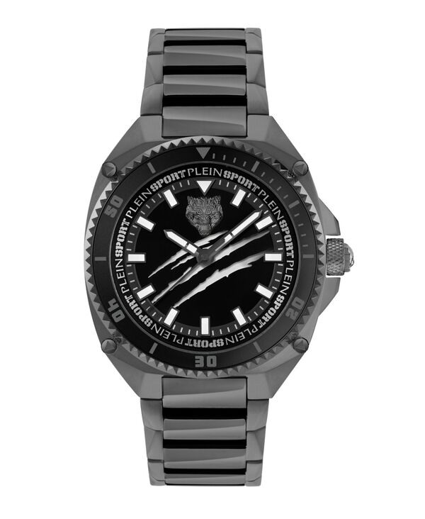 【送料無料】 プレイン スポーツ メンズ 腕時計 アクセサリー Mens Thunder Force Three Hand Quartz Black Stainless Steel 47MM Black