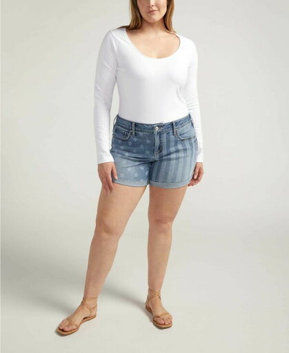 【送料無料】 シルバー ジーンズ レディース ハーフパンツ・ショーツ ボトムス Plus Size Boyfriend Mid Rise Short Indigo 【送料無料】 シルバー ジーンズ レディース ハーフパンツ・ショーツ ボトムス Plus Size Boyfriend Mid Rise Short Indigo