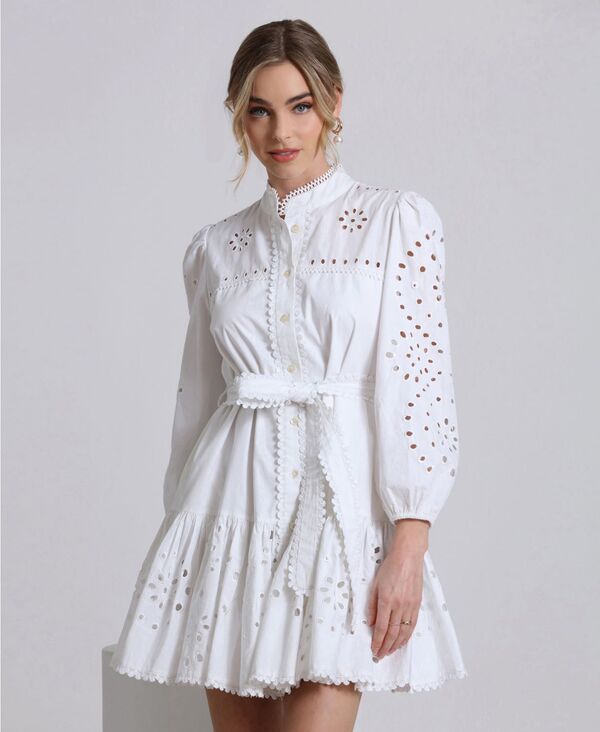 【送料無料】 アヴェックレフィーユ レディース ワンピース トップス Women's Eyelet Shirtdress White