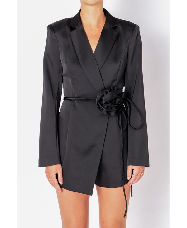 【送料無料】 エンドレスローズ レディース ジャンプスーツ トップス Women's Corsage Tie Romper Black