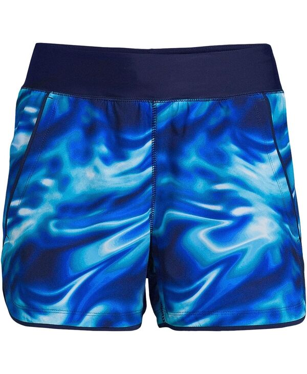 【送料無料】 ランズエンド レディース ハーフパンツ・ショーツ ボトムス Women's 3" Quick Dry Elastic Waist Board Shorts Swim Cover-up Shorts with Panty Electric blue multi/swirl