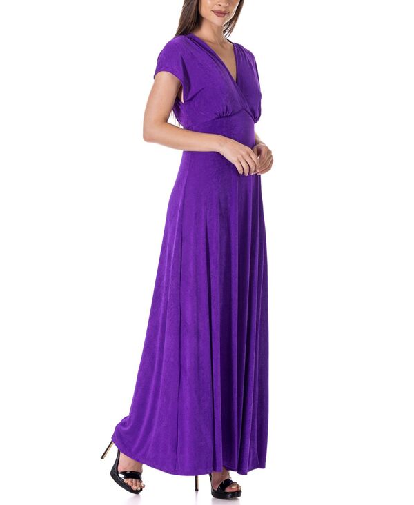 【送料無料】 24セブンコンフォート レディース ワンピース トップス Flutter Sleeve Metallic Knit Maxi Dress Purple