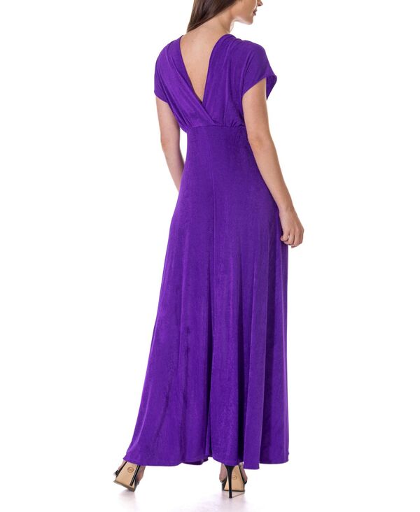 【送料無料】 24セブンコンフォート レディース ワンピース トップス Flutter Sleeve Metallic Knit Maxi Dress Purple
