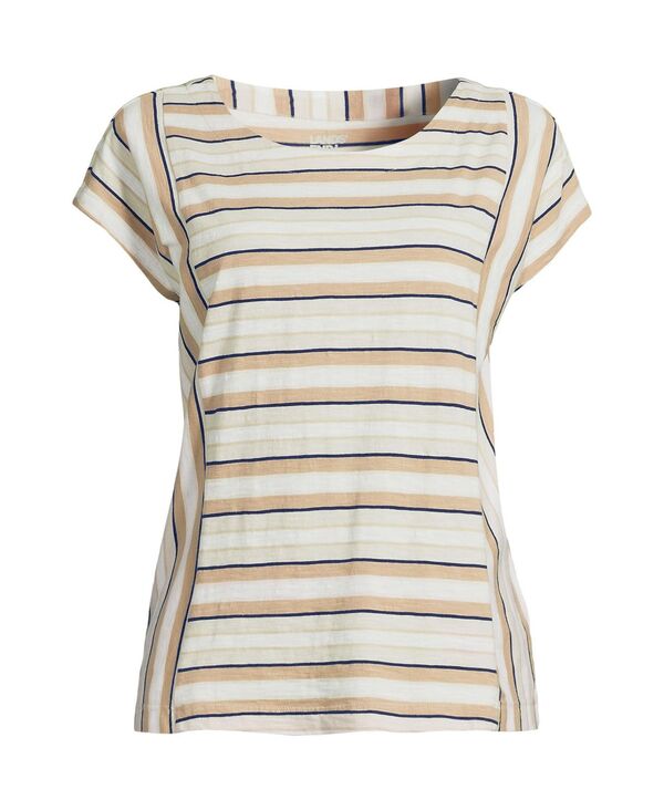 yz YGh fB[X Vc gbvX Women's Slub Wedge T-Shirt Pumice stone multi stripe