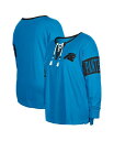 【送料無料】 ニューエラ レディース Tシャツ トップス Women's Blue Carolina Panthers Plus Size Lace-Up Notch Neck Long Sleeve T-shirt Blue