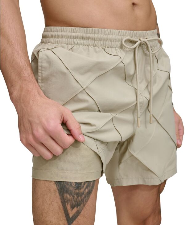 【送料無料】 ダナ キャラン ニューヨーク メンズ ハーフパンツ・ショーツ 水着 Men's Diamond Pintuck Performance 5" Volley Shorts Tan