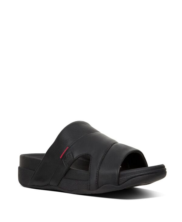 フィットフロップ メンズ シューズ サンダル レザー FitFlop Men's Freeway Pool Slide in Leather Black ブラック