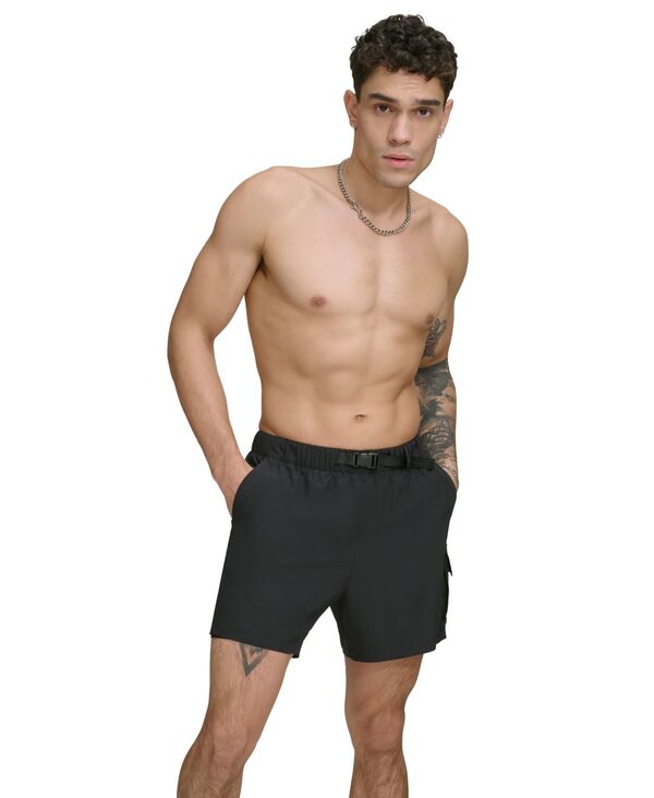【送料無料】 ダナ キャラン ニューヨーク メンズ ハーフパンツ・ショーツ 水着 Men's Stretch Cargo Pocket Hybrid 5" Volley Shorts Black