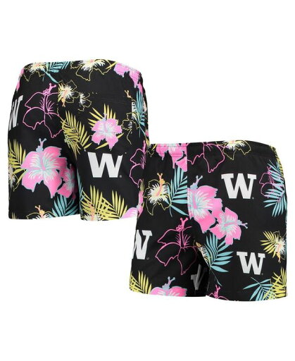 【送料無料】 フォコ メンズ ハーフパンツ・ショーツ 水着 Men's Black Washington Huskies Neon Floral Swim Trunks Black 【送料無料】 フォコ メンズ ハーフパンツ・ショーツ 水着 Men's Black Washington Huskies Neon Floral Swim Trunks Black