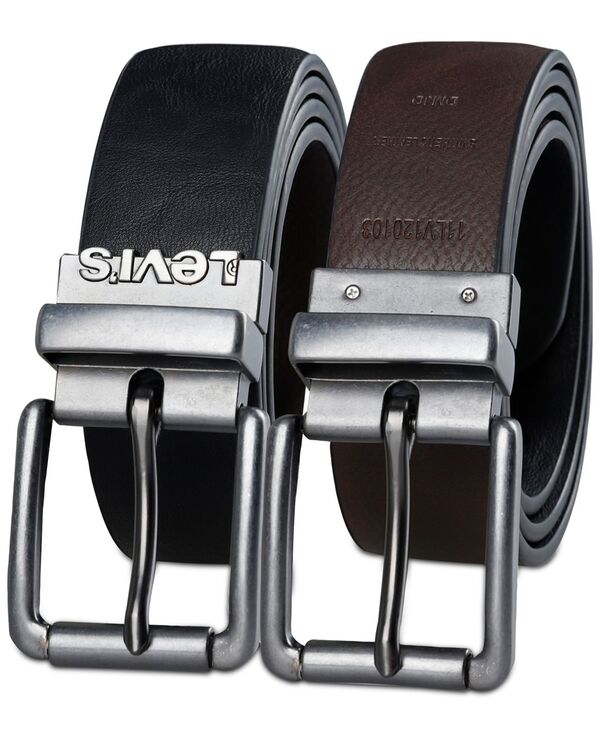 リーバイス ベルト（メンズ） 【送料無料】 リーバイス メンズ ベルト アクセサリー Men's Logo Buckle Stretch Reversible Leather Belt Black/Brown