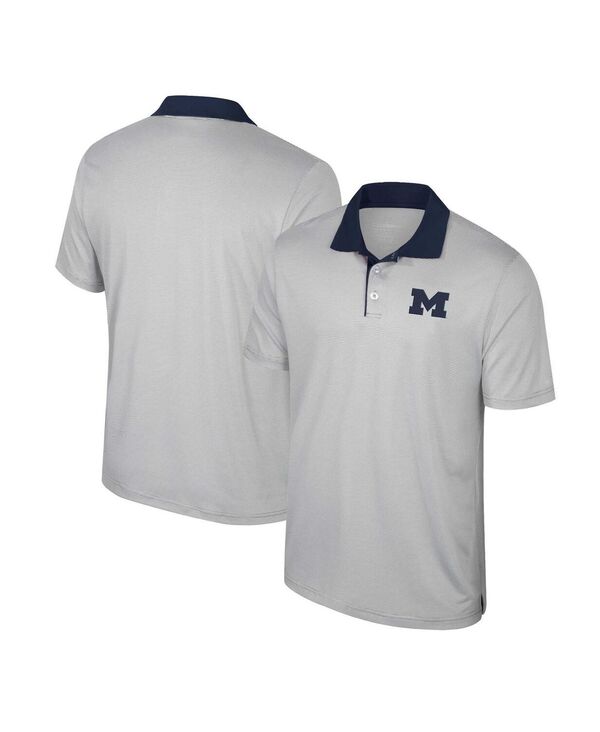 【送料無料】 コロシアム メンズ ポロシャツ トップス Men's Gray Michigan Wolverines Tuck Striped Polo Shirt Gray