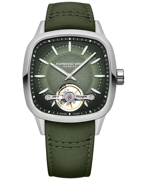 【送料無料】 レイモンド ウィル メンズ 腕時計 アクセサリー Men's Swiss Automatic Freelancer Green Leather Strap Watch 40mm No Color