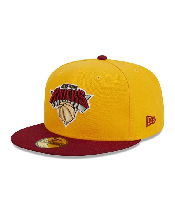 【送料無料】 ニューエラ メンズ 帽子 アクセサリー Men's Yellow/Red New York Knicks Fall Leaves 2-Tone 59FIFTY Fitted Hat Yellow Red
