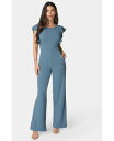 【送料無料】 ベベ レディース ジャンプスーツ トップス Women's Scuba Crepe Jumpsuit With Ruffle Sleeve Den...