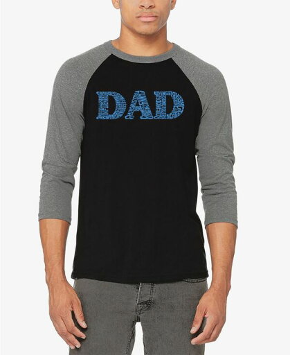 【送料無料】 エルエーポップアート メンズ Tシャツ トップス Men's Dad Raglan Baseball Word Art T-shirt Gray Black 【送料無料】 エルエーポップアート メンズ Tシャツ トップス Men's Dad Raglan Baseball Word Art T-shirt Gray Black