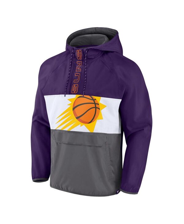【送料無料】 ファナティクス メンズ ジャケット・ブルゾン アノラック アウター Men's Purple Gray Phoenix Suns Anorak Flagrant Foul Color-Block Raglan Hoodie Half-Zip Jacket Purple Gray