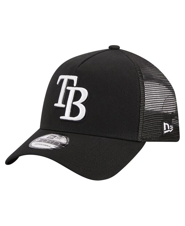 ニューエラ メンズ アクセサリー 帽子 New Era Men's Black Tampa Bay Rays A-Frame 9FORTY Trucker Adjustable Hat