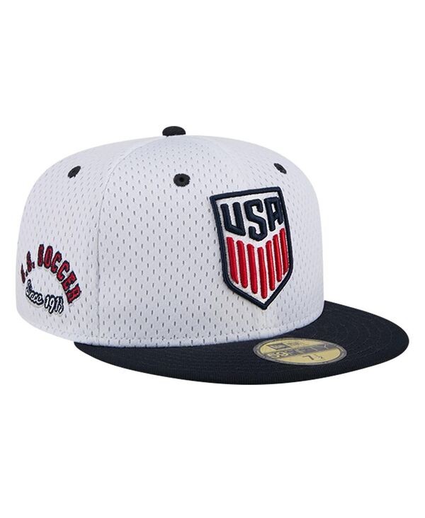 【送料無料】 ニューエラ メンズ 帽子 アクセサリー Men's White USMNT Throwback Mesh 59FIFTY Fitted Hat White