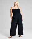 【送料無料】 アンドノウディス レディース ジャンプスーツ トップス Trendy Plus Size Smocked Jumpsuit Black