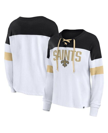 【送料無料】 ファナティクス レディース シャツ トップス Women's White Black New Orleans Saints Plus Size Even Match Lace-Up Long Sleeve V-Neck Top White Black 【送料無料】 ファナティクス レディース シャツ トップス Women's White Black New Orleans Saints Plus Size Even Match Lace-Up Long Sleeve V-Neck Top White Black