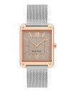 【送料無料】 ナインウェスト レディース 腕時計 アクセサリー Women's Quartz Rectangular Silver-Tone Stainless Steel Mesh Band Watch 29mm Silver-Tone Rose Gold-Tone