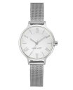 【送料無料】 ナインウェスト レディース 腕時計 アクセサリー Women's Quartz Silver-Tone Stainless Steel Mesh ...